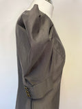 TED BAKER GREY WOOL & SILK BLEND CUT OUT BACK EXTREME HALF SLEEVE PENCIL DRESS SIZE 4 UK 14