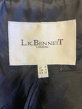 LK BENNETT CHARCOAL GREY TAILORED REAR TIER FRILL WOOL JACKET SIZE 10