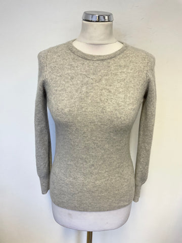 MARKS & SPENCER 100% CASHMERE LIGHT GREY LONG SLEEVED JUMPER SIZE 10
