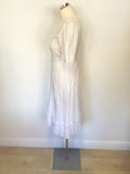 MONSOON WHITE COTTON BROIDERY ANGLAISE TRIM SHORT SLEEVE DRESS SIZE 10