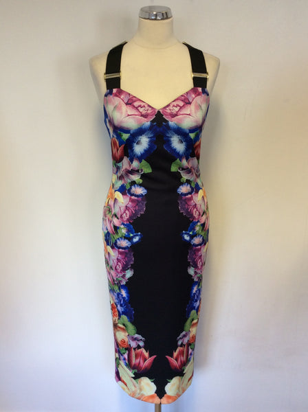 BRAND NEW TED BAKER DEONY BLACK FLORAL PRINT DRESS SIZE 2 UK 10