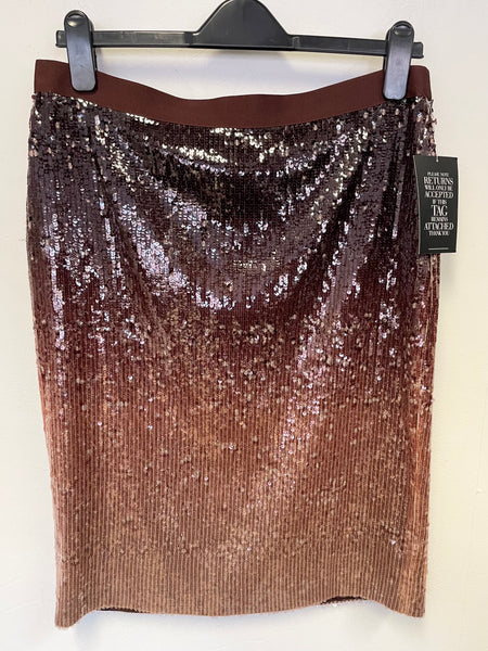 BRAND NEW PURE COLLECTION BROWN & HONEY SEQUINNED PENCIL SKIRT SIZE 14