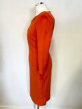 HOBBS ORANGE 3/4 SLEEVED PENCIL DRESS SIZE 10