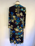 BRAND NEW POMODORO BLACK & FLORAL PRINT STRETCH JERSEY DRESS SIZE 10