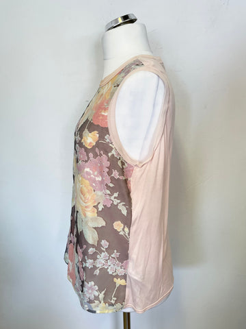 TED BAKER PINK FLORAL PRINT SLEEVELESS TOP SIZE 4 UK 14/16