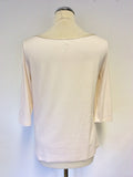 MARCCAIN NUDE SCOOP NECK BOW TRIM 3/4 SLEEVE TOP SIZE N5 UK 14/16