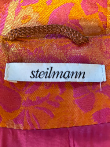 STEILMANN PINK & ORANGE FLORAL PRINT SLEEVELESS PENCIL DRESS & JACKET SUIT  SIZE 14