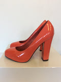 BRAND NEW WITH DEFECTS RAVEL CORAL PATENT HEELS SIZE 5/38