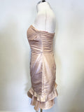 UNBRANDED PINK & BLACK TRIM STRAPLESS  DRESS & BOLERO JACKET SPECIAL OCCASION OUTFIT SIZE 6 UK 10
