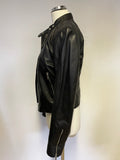 SUPERDRY BLACK COLLARLESS ZIP UP BIKER JACKET SIZE M