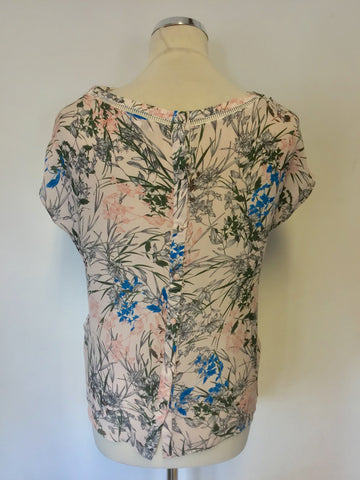 REISS INDIA PINK FLORAL PRINT SILK TOP SIZE 10