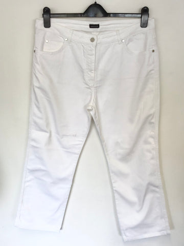 JAEGER WHITE STRAIGHT LEG ANKLE GRAZER JEANS SIZE 16