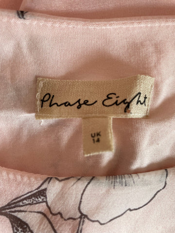 PHASE EIGHT PINK FLORAL PRINT SILK OVERLAY FLOATY TOP SIZE 12