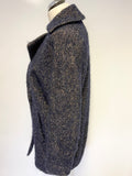 WHISTLES NAVY BLUE/ TAN MIX MOHAIR & ALPACA BLEND DOUBLE BREASTED OVERSIZE COAT SIZE 6