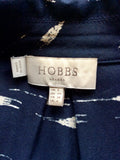 HOBBS NAVY BLUE & CREAM PRINT SHIRT DRESS SIZE 8