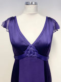 KAREN MILLEN PURPLE BRAID TRIMMED SILK PENCIL DRESS SIZE 12