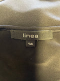 LINEA BLACK JERSEY V NECK SLEEVELESS A-LINE DRESS SIZE 14