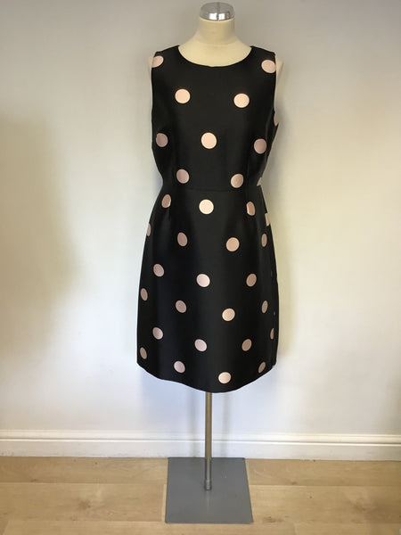 HOBBS BLACK & PALE PINK SPOT SPECIAL OCCASION DRESS SIZE 12