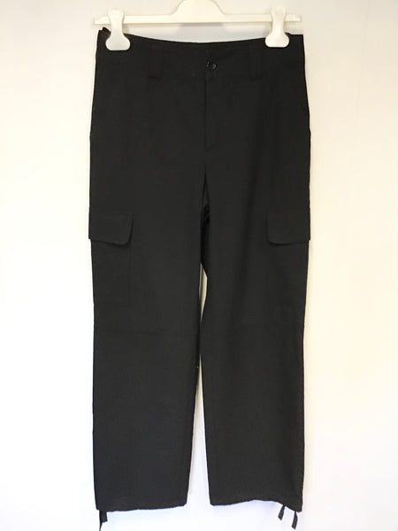 OUI BLACK CARGO PANTS WITH DRAWSTRING TIE HEM SIZE 10