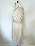 BRAND NEW HOBBS CREAM JEWEL EMBELLISHED NECKLINE SLEEVELESS PENCIL DRESS SIZE 14