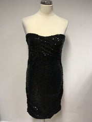 BRAND NEW DKNY BLACK SEQUINNED STRAPLESS BODYCON DRESS SIZE L