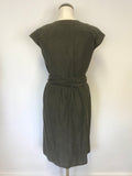 TOAST KHAKI GREEN SILK & COTTON BLEND SLEEVELESS WRAP AROUND DRESS SIZE 10