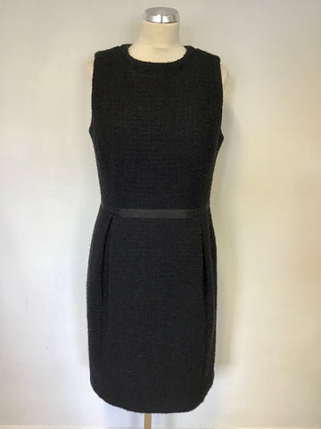 HOBBS BLACK WOOL MARL BLEND PENCIL DRESS SIZE 14