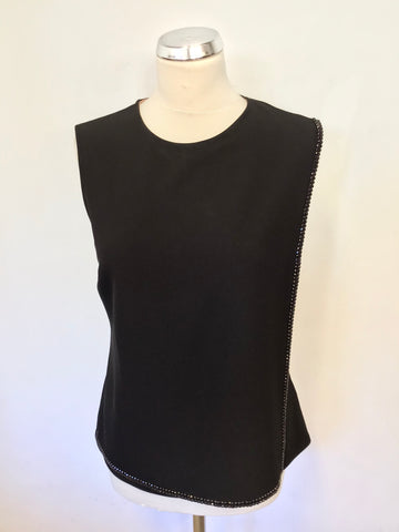 TED BAKER BLACK JEWEL TRIM FAUX WRAP TOP SIZE 2 UK 10