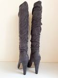 BRAND NEW LIPSY DARK GREY SUEDETTE KNEE LENGTH SLOUCH BOOTS  SIZE 5/38