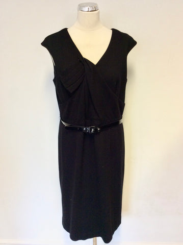 PRECIS BLACK TWIST & PLEATED TOP BELTED SLEEVELESS PENCIL DRESS SIZE 16