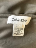 CALVIN KLEIN GREY SLEEVELESS PLEATED DRAPE SIDE SHIFT DRESS SIZE L