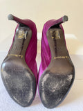 LK BENNETT SUITE BERRY SUEDE & SATIN PEEP TOE SPECIAL OCCASION HEELS SIZE 7/40