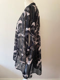 MINT VELVET BLACK & CREAM PRINT SHORT SLEEVE OVER TOP SIZE M