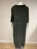 TOAST BOTTLE GREEN FINE CORDUROY HALF SLEEVE MIDI DRESS SIZE 18