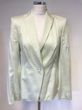 JOSEPH JANARD PALE GREEN COTTON & SILK PENCIL SKIRT & JACKET SUIT SIZE 10