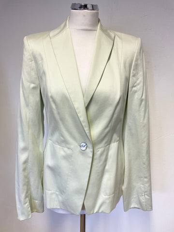 JOSEPH JANARD PALE GREEN COTTON & SILK PENCIL SKIRT & JACKET SUIT SIZE 10
