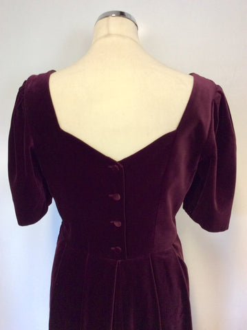 VINTAGE LAURA ASHLEY BURGUNDY/ WINE VELVET EVENING DRESS SIZE 14