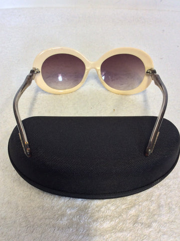 VINTAGE BURBERRY DARK BROWN & CREAM TRIM SUNGLASSES