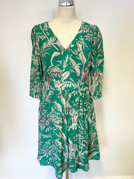 SOMERSET BY ALICE TEMPERLEY GREEN FLORAL PRINT SILK DRESS SIZE 12