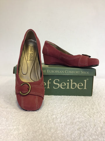 BRAND NEW JOSEF SEIBEL CRANBERRY WEDGE HEEL COMFORT SHOES SIZE 4/37