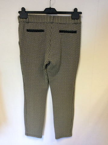 AIRFIELD BLACK & WHITE PRINT JACKETS & CAPRI PANT TROUSER SUIT SIZE 8