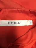 REISS CORAL ORANGE PLEATED FRILL TRIM LONG SLEEVE BLOUSE SIZE 12