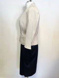 BRAND NEW PHASE EIGHT SLEEVELESS CREAM & NAVY BLUE PENCIL DRESS & SHORT JACKET SIZE 12