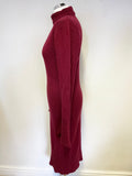 BRAND NEW JAEGER DARK RED POLO NECK LONG SLEEVE KNIT JUMPER DRESS SIZE S