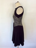 COAST BLACK & IVORY MARL TOP OCCASION DRESS SIZE 8