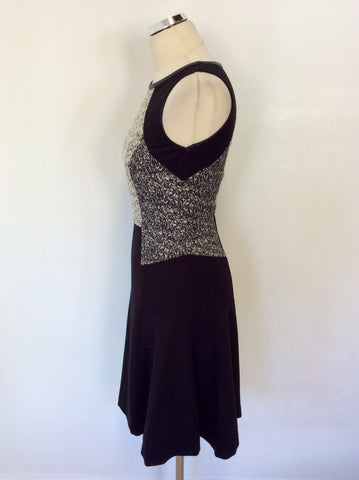 COAST BLACK & IVORY MARL TOP OCCASION DRESS SIZE 8
