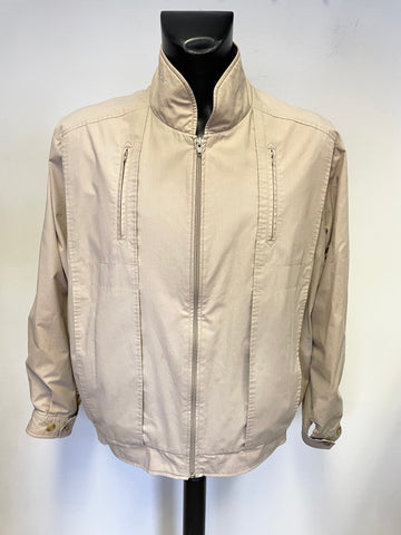 VINTAGE BURBERRY BEIGE LINED COTTON ZIPPED UP CASUAL JACKET SIZE M