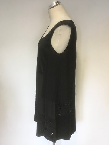 JIGSAW BLACK SILK BEADED,EMBROIDERED & SEQUIN EMBELLISHED SHIFT DRESS SIZE 12
