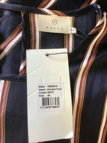 BRAND NEW KAFFE NAVY BLUE STRIPED KORNELIA SHORT SLEEVE TUNIC DRESS SIZE 42 UK 14