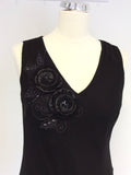 COUNTRY CASUALS BLACK SILK V NECKLINE BIAS CUT SLEEVELESS DRESS SIZE 10